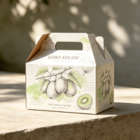 Botanische Kiwi Geschenkdoos met Handvat, Offsetdruk Waterdichte Anti-Kneus Gable Box voor Cadeauverlening, Aangepast Logo Gratis Ontwerp
