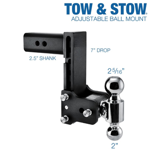 Enganche de <span class=keywords><strong>Remolque</strong></span> Ajustable para Remolcar y Transportar - Compatible con Receptor de 2.5" con Doble <span class=keywords><strong>Bola</strong></span> (2" x 2-5/16") y 7" de Caída, 18000 lb de Peso Total Vehicular - Product Image 2