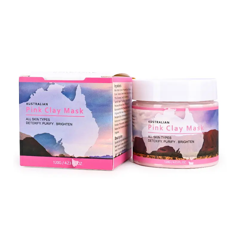 Private Label available Face Mud Mask Skin Exfoliating Clarifying Whitening Rose Pink Clay Mask