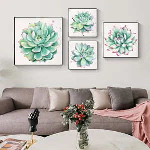 Ev duvar sanat dekoru etli bitkiler basit yaşam posterler baskılar 4 adet suluboya doğa resimleri tuval resimleri