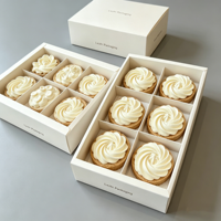 Boîte à tiroir blanche avec poignée pour emballage alimentaire jetable de macarons, cupcakes et gâteaux, biodégradable, qualité alimentaire