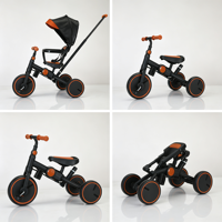 Tricycle pour enfants en plastique multifonctionnel et sûr, hauteur réglable, pédale antidérapante, léger, pliable