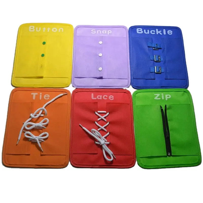 Planche d'apprentissage pour bébé Dressing Nourrissons Dressing Teaching AIDS Ensemble de 6 pièces Jouets éducatifs précoces pour enfants