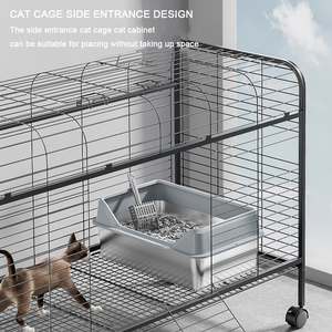 Kitty bac à litière toilette en acier inoxydable bac à litière pour chat fermé Extra Large entrée supérieure anti-éclaboussures bac à litière avec couvercle - Product Image 5