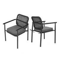 Fournisseur de meubles d'extérieur, chaise de jardin empilable portable légère en corde tressée, coussin de siège amovible pour jardin, parc