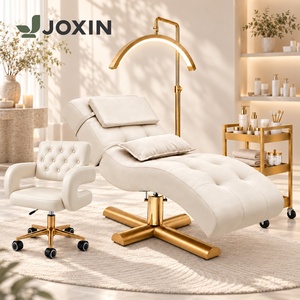 Cama de Masaje y Belleza Moderna de Lujo con Base Dorada Elevable, Cama para Pestañas, Cama Facial Curva Personalizable para Salón de Belleza - Product Image 2
