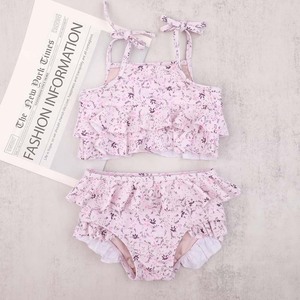 Baby Beach Anzug Mädchen 2 Stück Camisole Bikini Bade bekleidung Kleidung benutzer definierte Kordel zug kurze Haut ausschlag Schutz Set Baby Badeanzug - Product Image 1