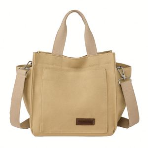 Bolsa de Lona Gruesa para Mujer, Bolso de Mano con Múltiples Bolsillos, Bolso Cruzado Informal para Compras Diarias, Oficina, Maestra, Bolso de Hombro - Product Image 1