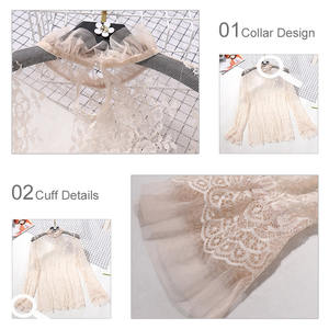 Chemisier Transparent à Volants en Dentelle pour Femme, Manches Longues, Crochet Noir, Chemises Printemps, Blouses et <span class=keywords><strong>Hauts</strong></span> Sexy pour Femme Été - Product Image 2