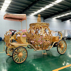 European Elegant Princess Customized Pumpkin Electric Golden 4-<b>Wheel</b> Wedding Carriage with Light Strip for Sightseeing - Product Image 1