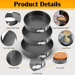 Premium Kitchen Bakeware Non Stick Carbon Steel Three Pieces Square Springform Cake Pans Molds for Bakery Stores - Product Image 4