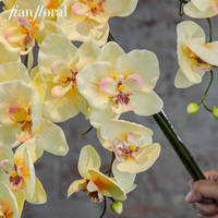 Bunga Anggrek Artifisial Realistis Tanaman Anggrek Phalaenopsis Palsu dalam Pot Keramik untuk Dekorasi Rumah Pernikahan Hotel Batang 78cm