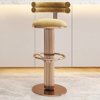 Tabouret de bar pivotant réglable de luxe nordique avec dossier haut et structure en acier inoxydable pour la maison, la cuisine, l'hôtel, le salon