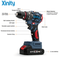 Ensemble d'outils électriques sans fil Xinity 21V, perceuse à moteur sans balais, batterie 3.0Ah à vitesse variable, construction métallique, OEM/ODM
