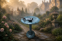 Fontaine de bain d'oiseaux Art Déco écologique à énergie solaire, sur piédestal en cuivre antique, résine résistante à la rouille, pour jardin extérieur