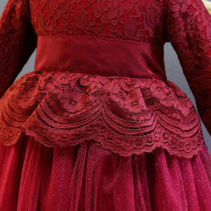 Vestidos de Noche Rojos de Manga Larga de Algodón para Niñas, Modernos, con Diseño Floral Navideño, para Invierno - Product Image 3