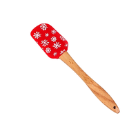 Spatule en silicone de Noël avec manche en bois, outil de cuisson résistant à la chaleur pour mélanger la crème et la pâte à gâteau