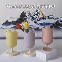 Seau de rangement en plastique écologique Tulips, porte-gobelets, porte-stylos, porte-pinceaux de maquillage, organisateur de voyage pour étudiants