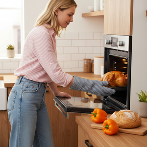 Gants de cuisine en silicone imperméables et résistants à la chaleur, à cinq doigts, <span class=keywords><strong>pour</strong></span> la cuisson, le barbecue, la friteuse, la <span class=keywords><strong>pizza</strong></span> et le micro-ondes - Product Image 5