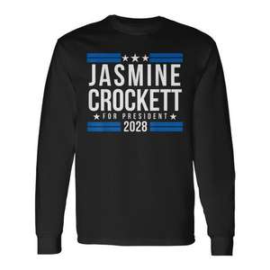 T-shirt à manches longues de la campagne présidentielle Jasmine Crockett 2028, produit promotionnel - Product Image 1