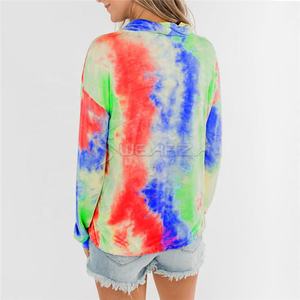 เสื้อแขนยาวมีฮู้ดพิมพ์ลายมัดย้อมมีซิป,เสื้อฮู้ดลำลองทรงหลวมมีกระเป๋าหูรูดสำหรับผู้หญิงฤดูใบไม้ร่วงฤดูหนาว - Product Image 4