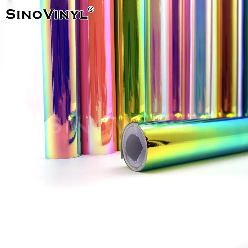 SINOVINYL โฮโลแกรมนีโอเลเซอร์ Chrome เรนโบว์คัตเตอร์พลอตเตอร์หัตถกรรมฟิล์ม DIY กราฟิกสีกาวขายส่งไวนิล