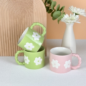 12OZ Hand-painted Classic Ceramic Bone China <b>Mugs</b> Flower Patterns Microwave Dishwasher Safe Camping Use Reusable Gift Cups <b>Sets</b> - Product Image 3