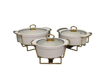 Marmite à soupe ovale en céramique marbrée avec couvercle en verre, design européen, finition mate, double anse, logo personnalisé, compatible induction et lave-vaisselle