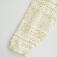 Cardigan fin en tricot jacquard ajouré pour femme, 100 % viscose, manches longues, ourlet à volants, style preppy élégant, OEM ODM, vente en gros