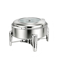 Chauffe-Plats Rond Commercial 6L en Acier Inoxydable – Plats de Présentation Chafing Dish pour Buffets, Réchauds de Buffet, Chauffe-Plats pour Banquets de Noël et Restaurants