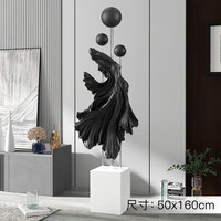 Statue de poisson Feng Shui en résine, poisson rouge, vente en gros, décoration d'intérieur, sculpture de poisson volant, poisson combattant, décoration d'intérieur DIY