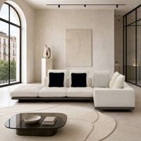 Konfigurierbare Wohnzimmermöbel, Modulares Sofa-Set mit Stoff- oder Lederbezügen, Abnehmbaren Armlehnen und Wiederzusammenstellbarer Sitzfläche