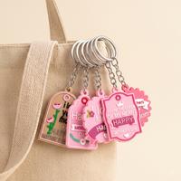 Porte-clés en PVC personnalisé OEM ODM pour la fête des mères, porte-clés en métal argenté avec motif « J'aime maman » pour les cadeaux promotionnels de vacances