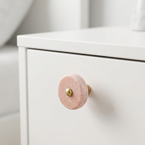 AK Brass Round Stone & Metal <b>Drawer</b> <b>Knob</b> <b>Pink</b> & Gold Finish Luxury Cabinet Handle For Home Kitchen Furniture Hardware - Product Image 1