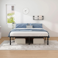 Cadre de lit en métal moderne pour lit king/queen size, assemblage facile, lattes en métal et en bois, cadre de lit queen size