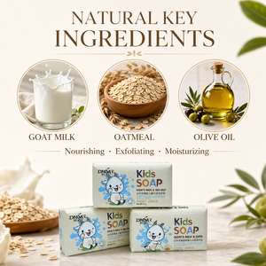 Savon au lait <span class=keywords><strong>de</strong></span> chèvre et au <span class=keywords><strong>sel</strong></span> marin pour enfants, exfoliant doux, nettoyant, hydratant, apaisant pour les peaux sensibles et sèches, fait main - Product Image 5