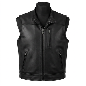 Veste en cuir véritable pour femme, vêtements de course moto, veste sans manches zippée, logo personnalisé, vêtements d'extérieur - Product Image 1
