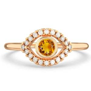 แหวนเงินแท้ 925 ประดับพลอยซิทริน แหวนวงเรียบหรูทรงเรขาคณิตสำหรับผู้หญิง เหมาะสำหรับเป็นของขวัญวันเกิด งานแต่งงาน หรืองานเลี้ยง - Product Image 2