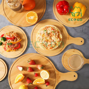 Mango de madera personalizado profesional redondo al por mayor 12 pulgadas cáscara de pizza de Bambú - Product Image 2