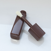 Tube carré mat vide pour brillant à lèvres de 17 ml, flacon en plastique couleur unie pour huile à lèvres avec applicateur éponge rond