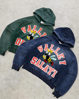 Ensemble Survetêment Homme Personnalisé, Hoodie Zippé Brodé Effet Vieilli et Pantalon de Survêtement, Strass, Délavé au Soleil et Acide, Fabrication Grossiste
