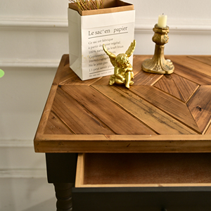 Antique Solid Wood Top Console <b>Side</b> Table Shelf Rustic Northern European Design Durable Living Room Hotel Apartment Storage - Product Image 5