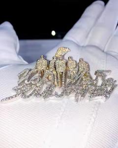 Colgante de diamante de moissanita de Plata de Ley 925, nombre personalizado y diseño de letras de Hip Hop, joyería personalizada para hombres y mujeres - Product Image 2