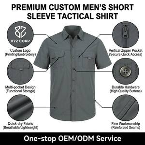 Camisa de Pesca para <span class=keywords><strong>Hombre</strong></span>, Ripstop, con Botones, Manga Corta, Múltiples Bolsillos, UPF50+, Táctica, para Exteriores, Personalizable - Product Image 3