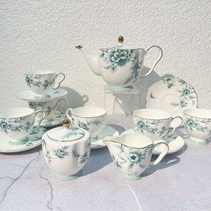 Service à café en porcelaine fine bleu et blanc, motif Danse du Phénix, pour le thé de l'après-midi, avec tasses à café à la française, aux couleurs éclatantes - Product Image 5