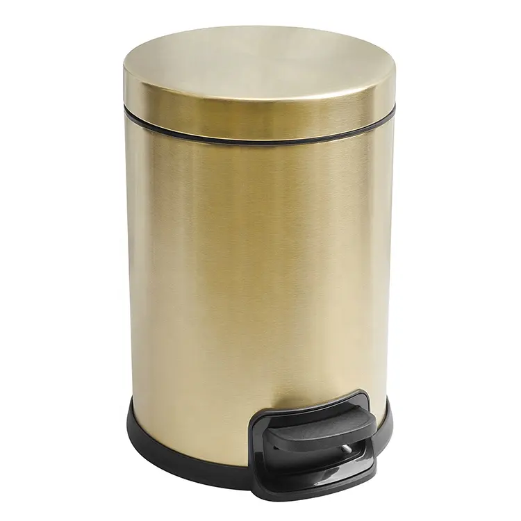 Stainless Steel Round Metal Trash Can Hotel Garbage Bin Pedal Waste Bin For Sanitary Bins Foot Pedal