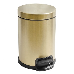 Stainless Steel Round Metal Trash Can Hotel Garbage Bin Pedal Waste Bin For Sanitary Bins Foot Pedal