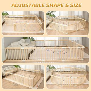 Corralito de madera para bebés, madera maciza, 120x180cm, valla de seguridad para niños pequeños, área de gateo, uso doméstico - Product Image 3