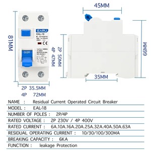 2P 4P 10/30/100/300mA Tipo AC RCCB RCD <span class=keywords><strong>ELCB</strong></span> Disyuntor de corriente residual electromagnética Disyuntor diferencial Interruptor de seguridad - Product Image 4