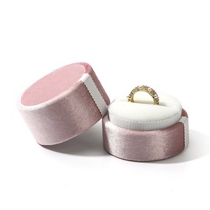 Custom Logo Printed Jewelry <b>Box</b> Rose <b>Pink</b> Necklace Jewelry Luxury Velvet Packaging Storage <b>Box</b> - Product Image 1